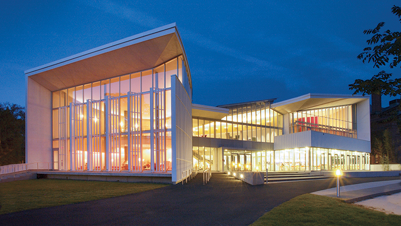 Exterior of the Campus Center at night