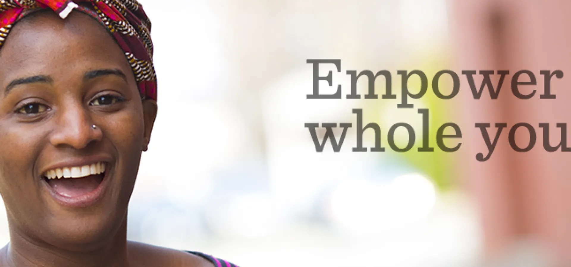 Close-up of a student face with the slogan Empower the Whole You