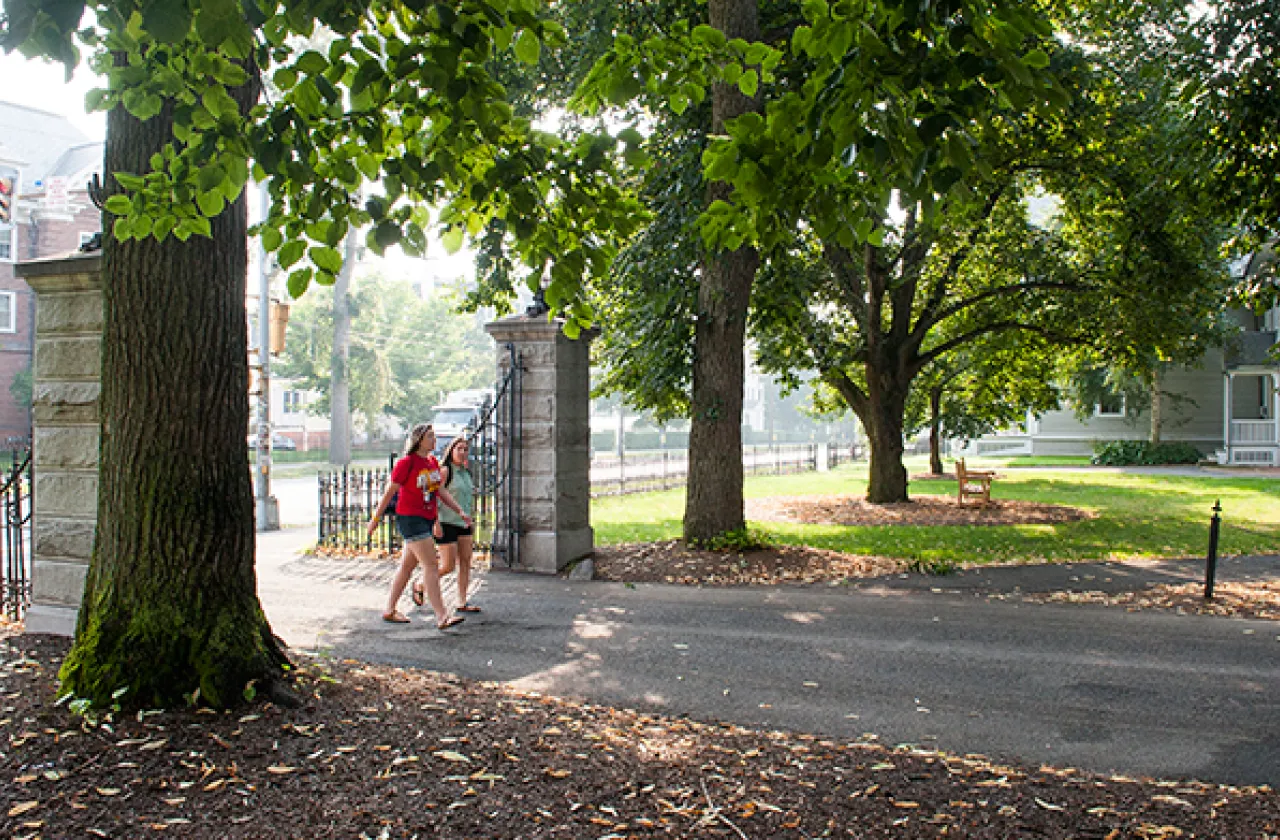 Students walking on Smith College campus
