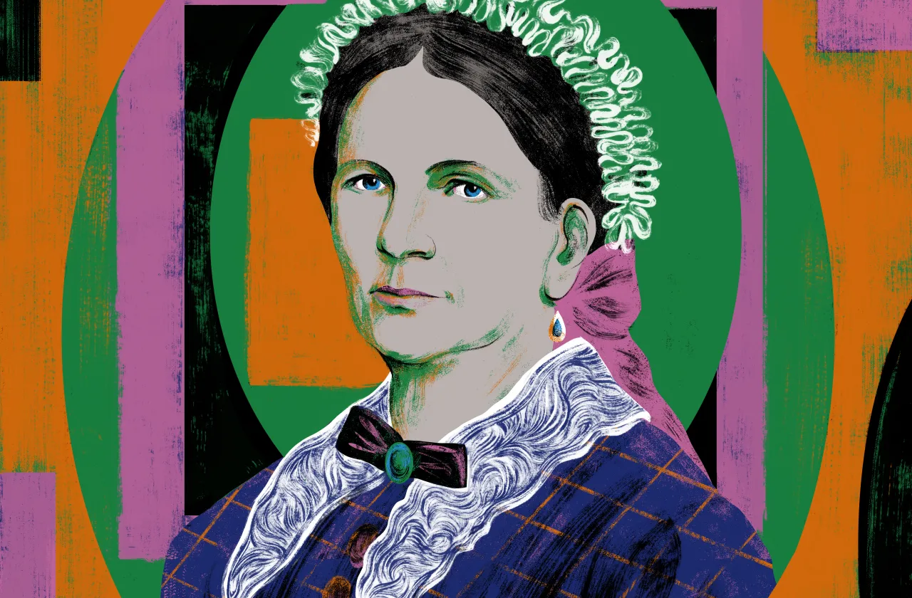 An artist's rendition of Sophia Smith, with bold pop-art style colors.