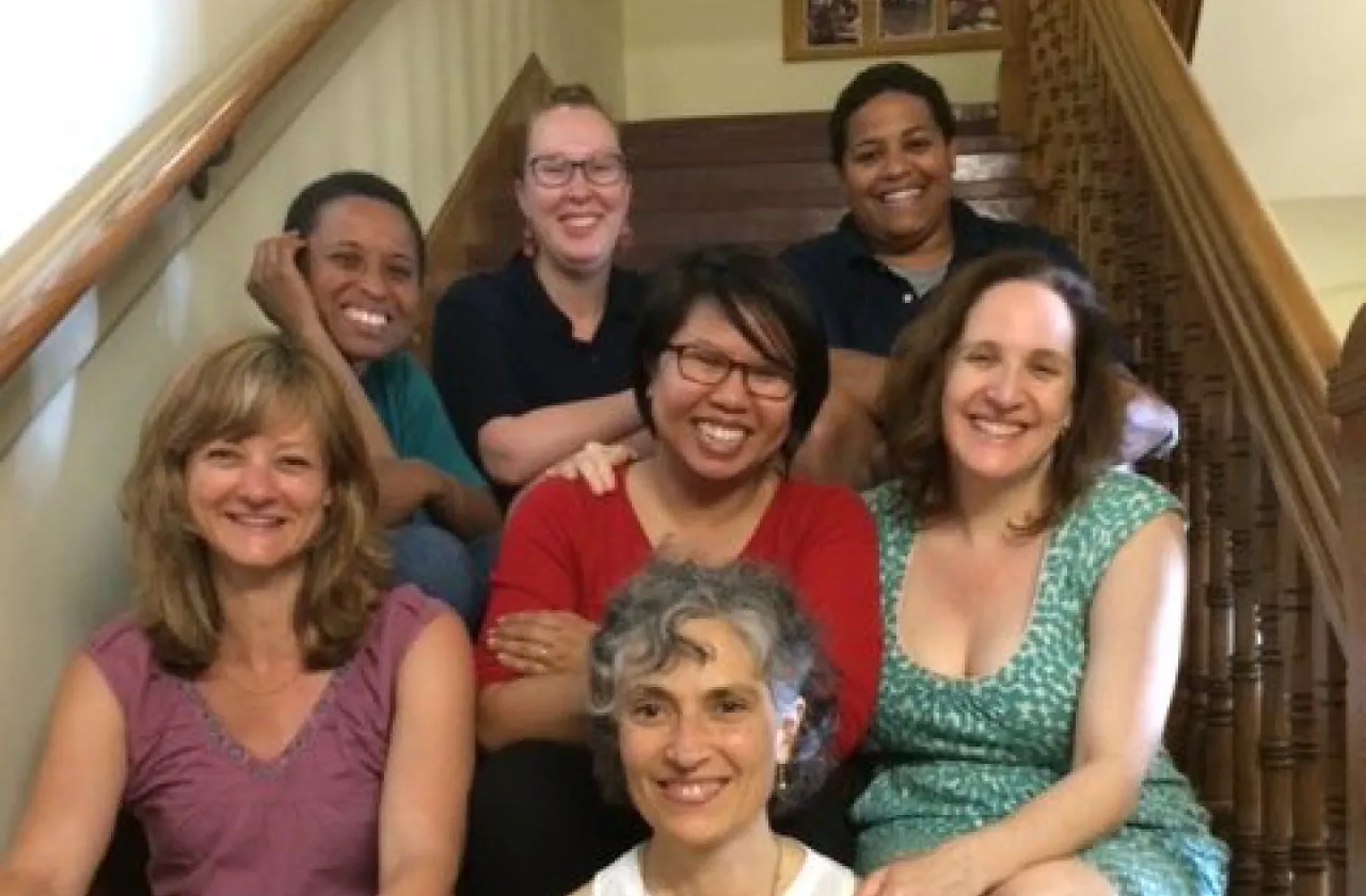 Some Matahari project members (clockwise from left): Smith Professor Lisa Armstrong, Digital Scholarship Librarian Miriam Neptune, Julissa Colon AC '14, Martha Neubert M.A.T. '16, Professors Jennifer Guglielmo and Michelle Joffroy, and Matahari Director M