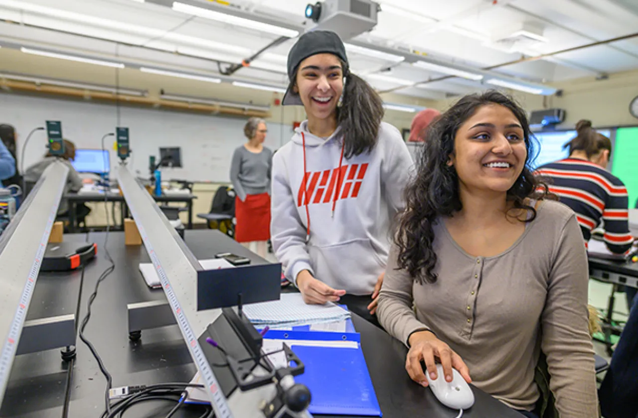 Student in physics lab