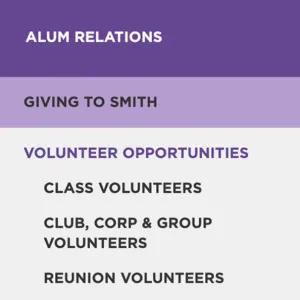 Screenshot of the secondary navigation on the old site, highlighting Alum Relations.