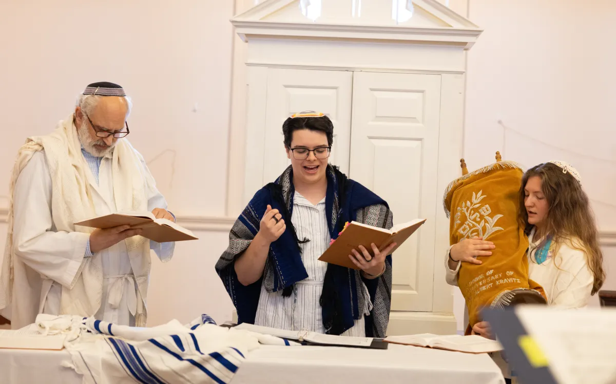 Students leading a program during the High Holidays