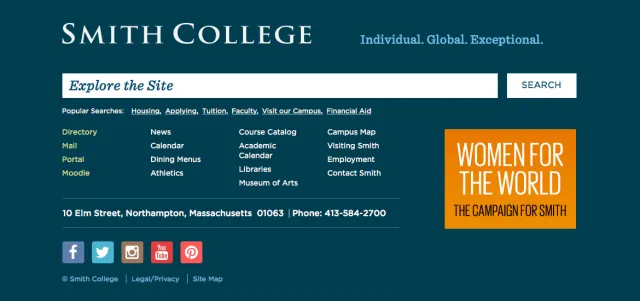 Screen shot of website footer
