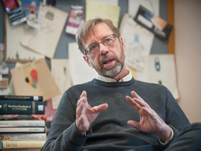 Phil Peake at his desk