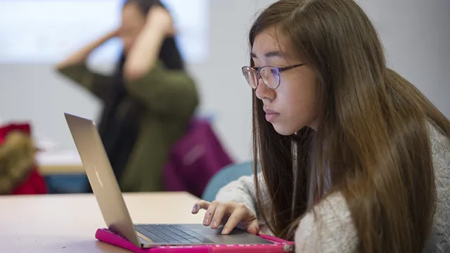 Student on computer
