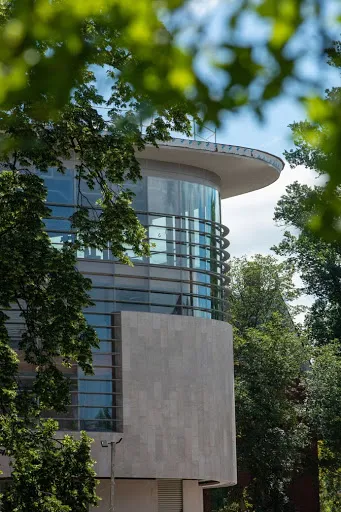Side view of Neilson Library