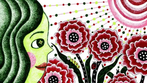 illustration with flowers by Aya Kakeda