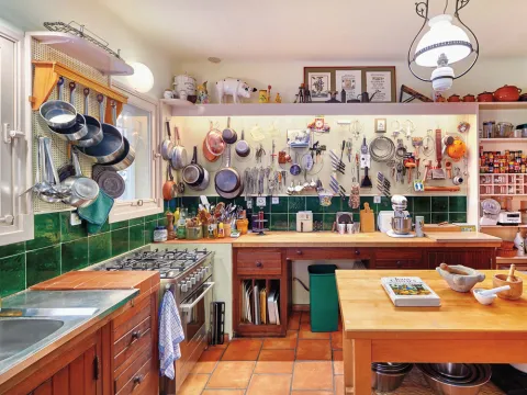 Julia Child's well-organized kitchen