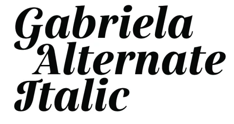 font sample - Gabriela Alternate Italic - Secondary Display Typeface