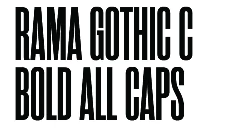font sample - Rama Gothic C All Caps - Primary Display Typeface