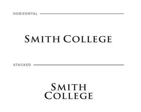 Smith College informal logo, illustrating difference between horizontal and stacked lockups