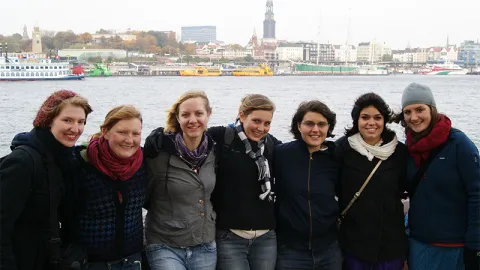 Group of students posing together in Hamburg