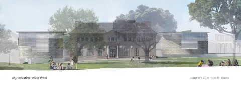 Rendering of Neilson Library from Seelye Lawn