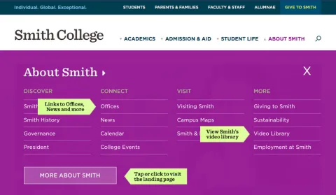 A screen shot showing links to News, Offices and Video