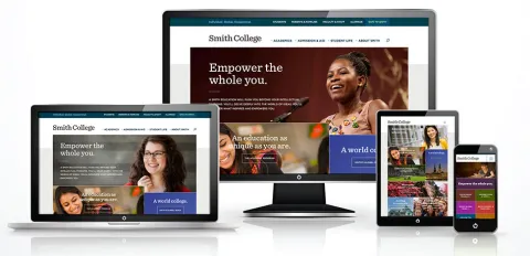 A graphic showing the Smith home page on desktop, notebook, tablet and phone screens