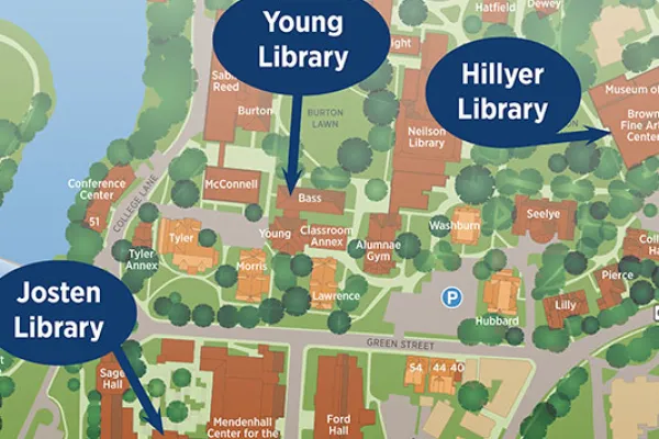 Map showing the three libraries in use during the New Neilson construction.