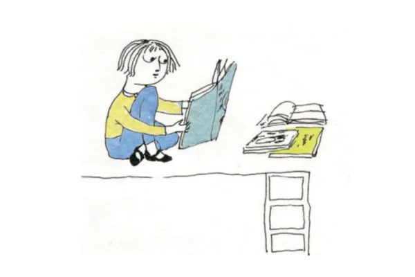 pen and ink of a child reading