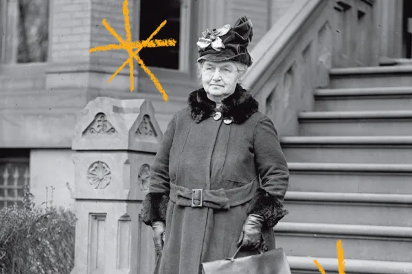 Ellen Spencer Mussey and gold sketchy drawn stars on top