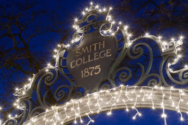 Grecourt Gate signs with white twinkle lights