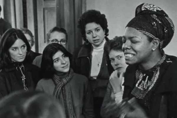 Maya Angelou and students