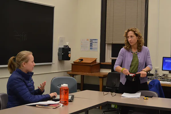 Nancy Cohen teaches a journalism class.