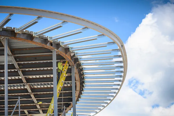 curved steel roof line