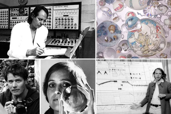 composite, images of Karlheinz Stockhausen and Mary Baurmeister