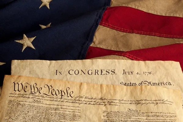 U.S. constitution and original flag