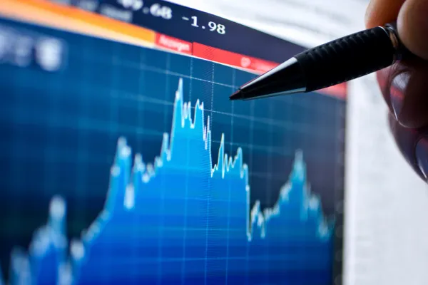 Closeup of a graph on a computer screen