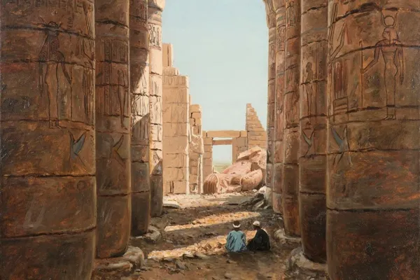 Detail from the painting Ramesseum at Thebes by Lockwood de Forest