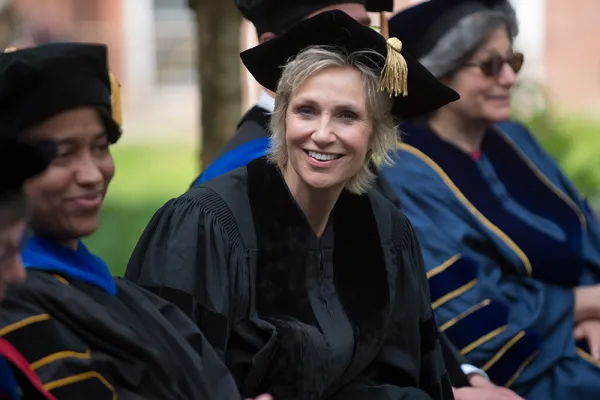 Jane Lynch in the crowd at Commencement