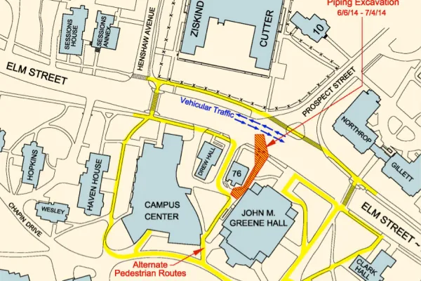 Graphic of June construction work and pedestrian detour