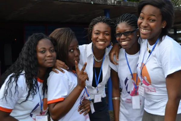 Lou Laura Lydia Goore '15 (third from left) with some of the young women she is helping to mentor in her home country of Cote D'Ivoire.