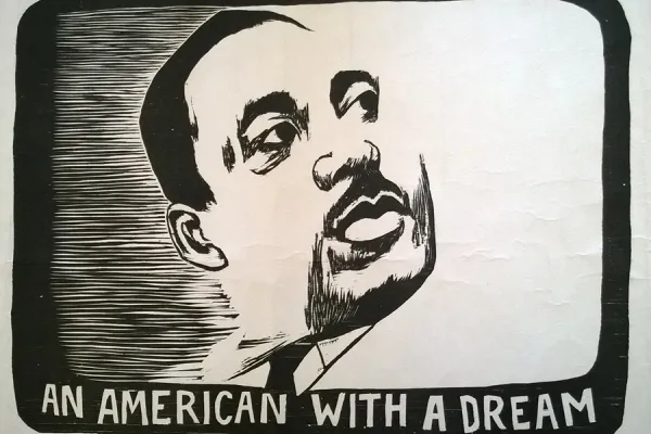 This woodcut of Martin Luther King, Jr., by former Smith art professor Mervin Jules is among the items in the Smith College Archives that illustrate links between the college and the revered civil rights leader.