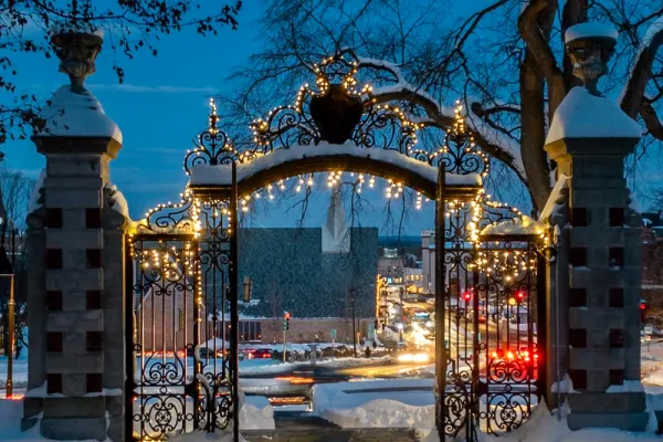 Grecourt Gate with winter lights