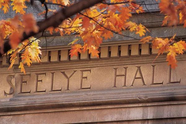 Engraved name on Seelye Hall