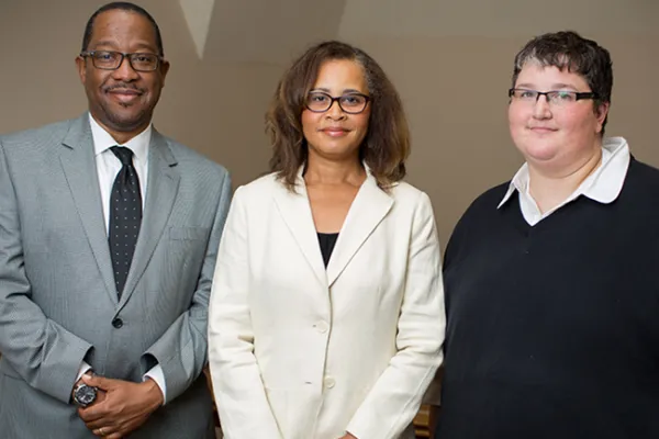 Members of Smith's Office of Inclusion, Diversity and Equity (from left), Chief Diversity Officer Dwight Hamilton, Multicultural Affairs Director L'Tanya Richmond and Title IX Coordinator Sarah Harebo.