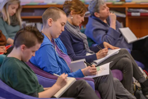 students in the poetry center
