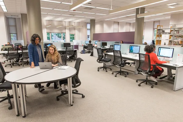 Students working in Young Library