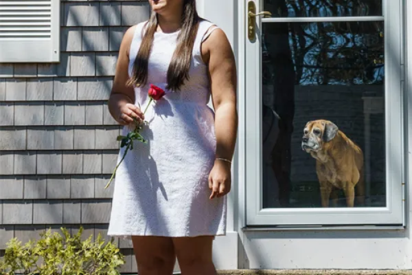 Alison Smith ’20 receiving her graduation rose on Cape Cod