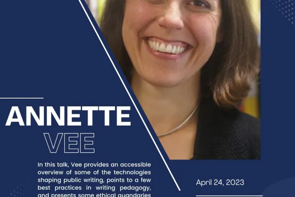 Promotional poster for Annette Vee event on April 24