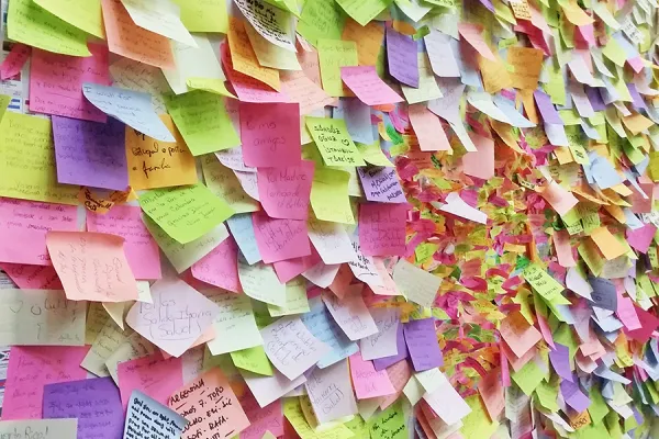 Collage of many color post-it notes