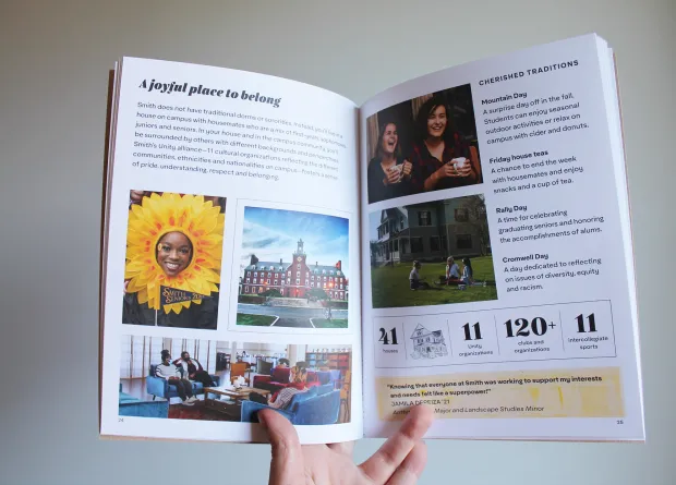 An open spread of the printed viewbook.