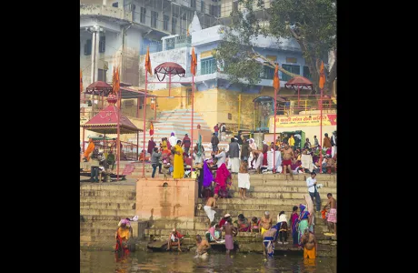 People alongside the Ganga River