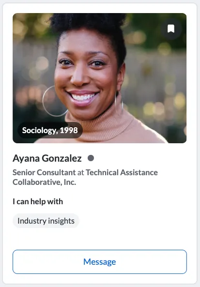 Ayana Gonzalez ’98  Senior Consultant at Technical Assistance Collaborative, Inc.  I can help with: Industry insights.