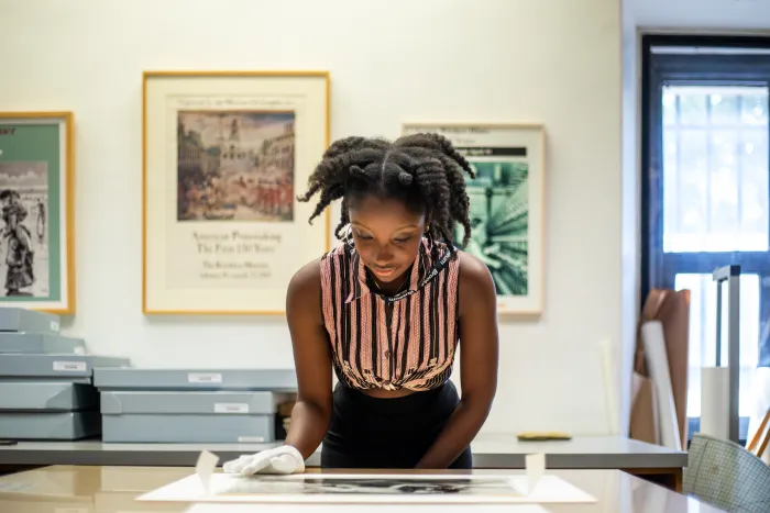 Sena Amuzu ’24, interning at the Brooklyn Museum, where she supported the major reinstallation of the American Art galleries. 
