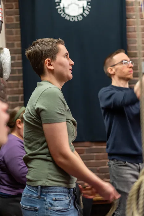 Bell ringers practice in Mendenhall Bell Tower