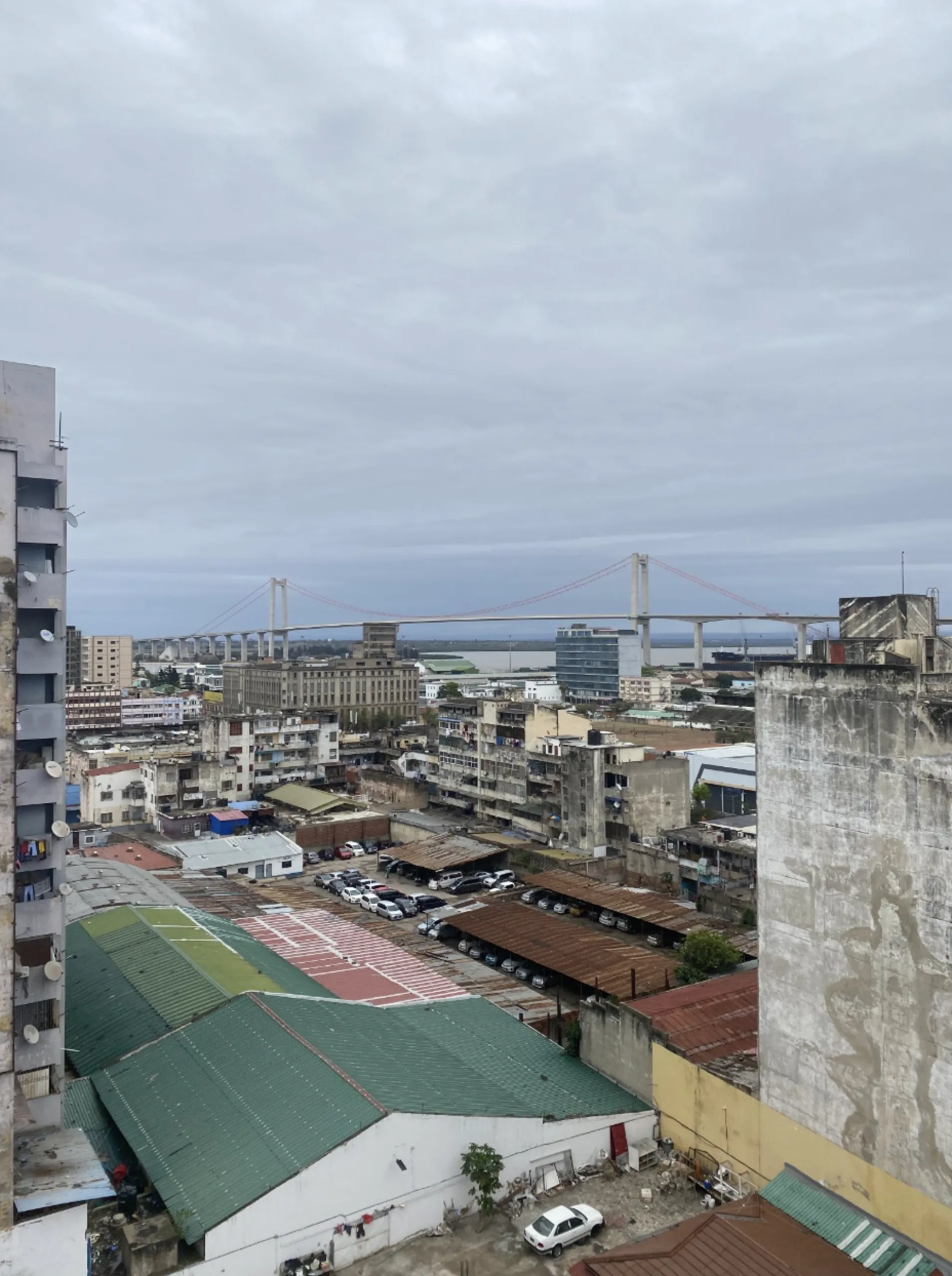 Rooftops and a bridge in Mozambique